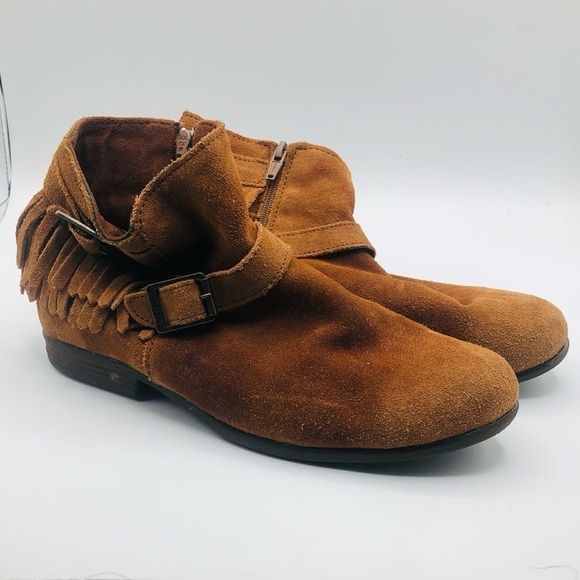 Manitonka ankle boots with fringe brown‎ suede size 8.5 inner zipper - Picture 1 of 10